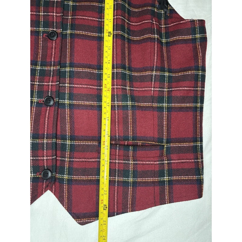 Vintage Eddie Bauer Women's Button Front Wool Blend Vest Red Plaid XL Tall - Picture 3 of 5